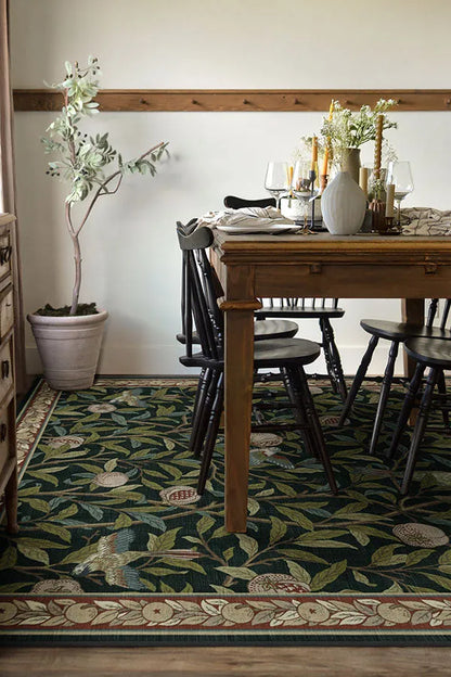 Bird & Pomegranate Teal Green Rug by Morris & Co.