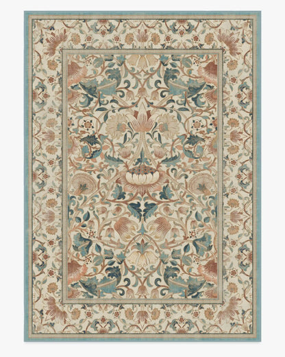 Lodden Soft Rose & Teal Rug by Morris & Co.