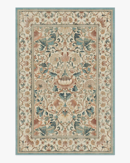 Lodden Soft Rose & Teal Rug by Morris & Co.