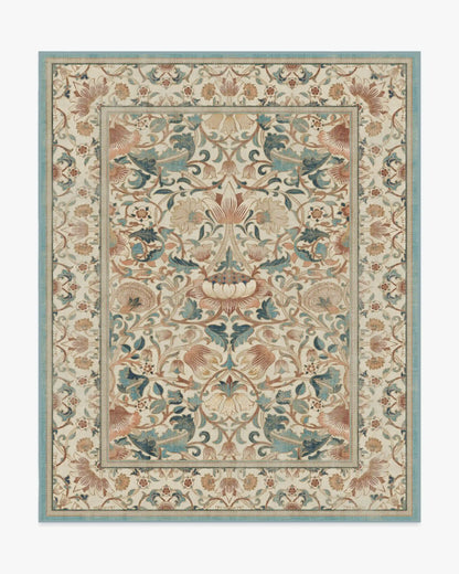Lodden Soft Rose & Teal Rug by Morris & Co.
