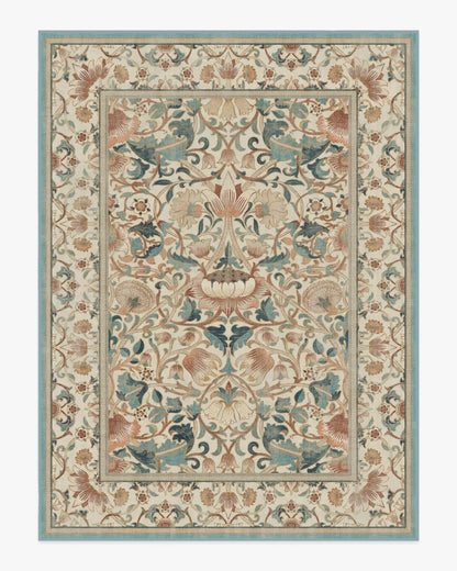 Lodden Soft Rose & Teal Rug by Morris & Co.