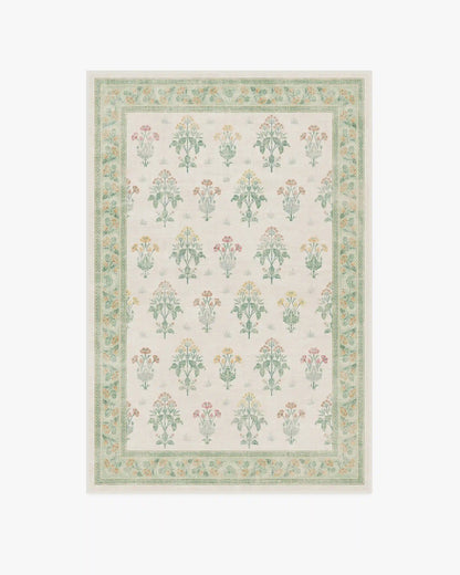 Meadow Sweet Ivory & Green Rug by Morris & Co.