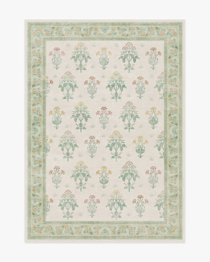 Meadow Sweet Ivory & Green Rug by Morris & Co.