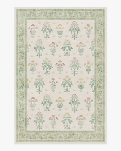 Meadow Sweet Ivory & Green Rug by Morris & Co.