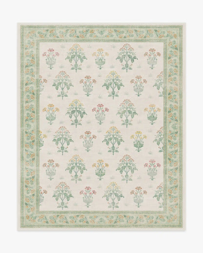 Meadow Sweet Ivory & Green Rug by Morris & Co.