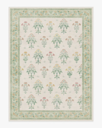 Meadow Sweet Ivory & Green Rug by Morris & Co.