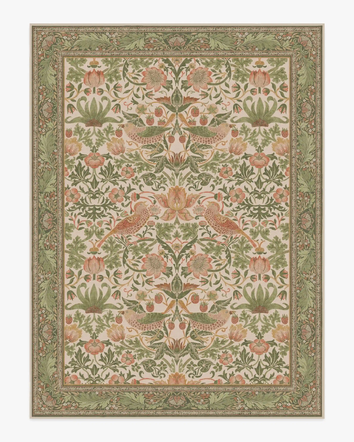 Strawberry Thief Sage & Rose Rug by Morris & Co.