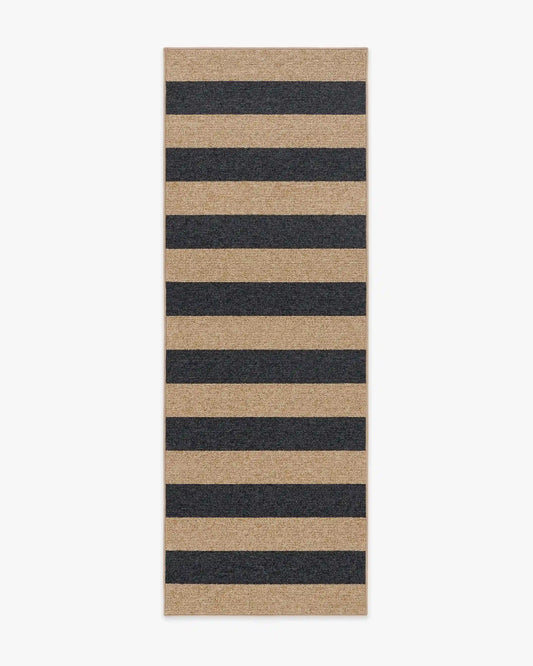 Nolan Bold Stripe Natural & Black Performance Weave Rug