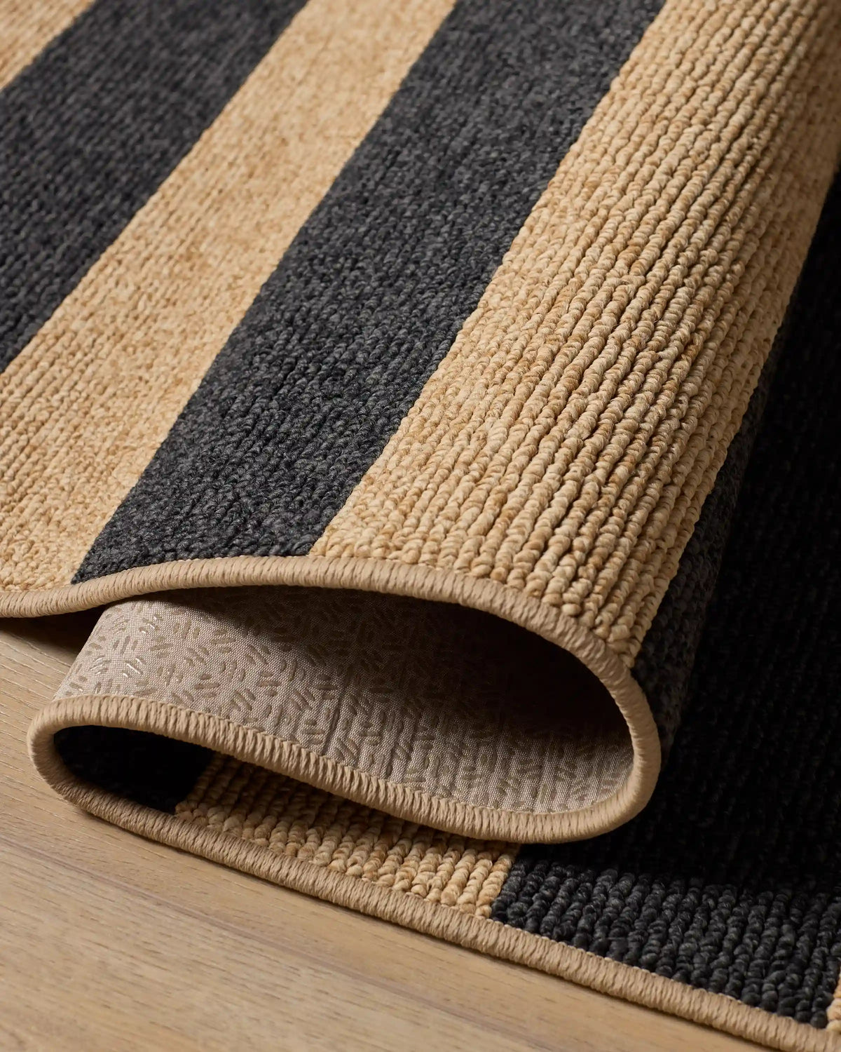 Nolan Bold Stripe Natural & Black Performance Weave Rug