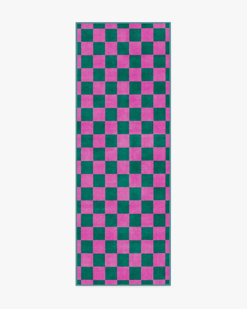 Nonna's Checkerboard Green & Lavender Rug by Dan Pelosi