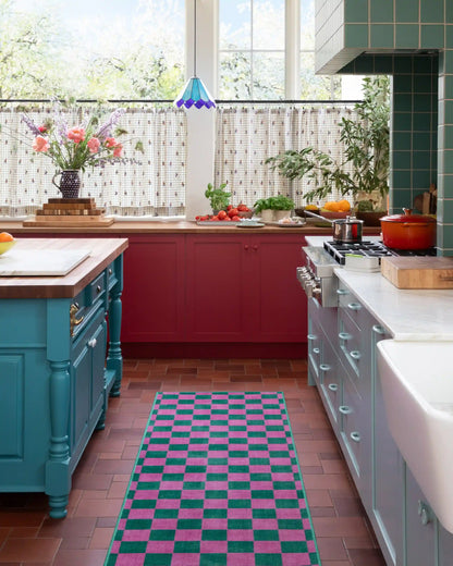 Nonna's Checkerboard Green & Lavender Rug by Dan Pelosi