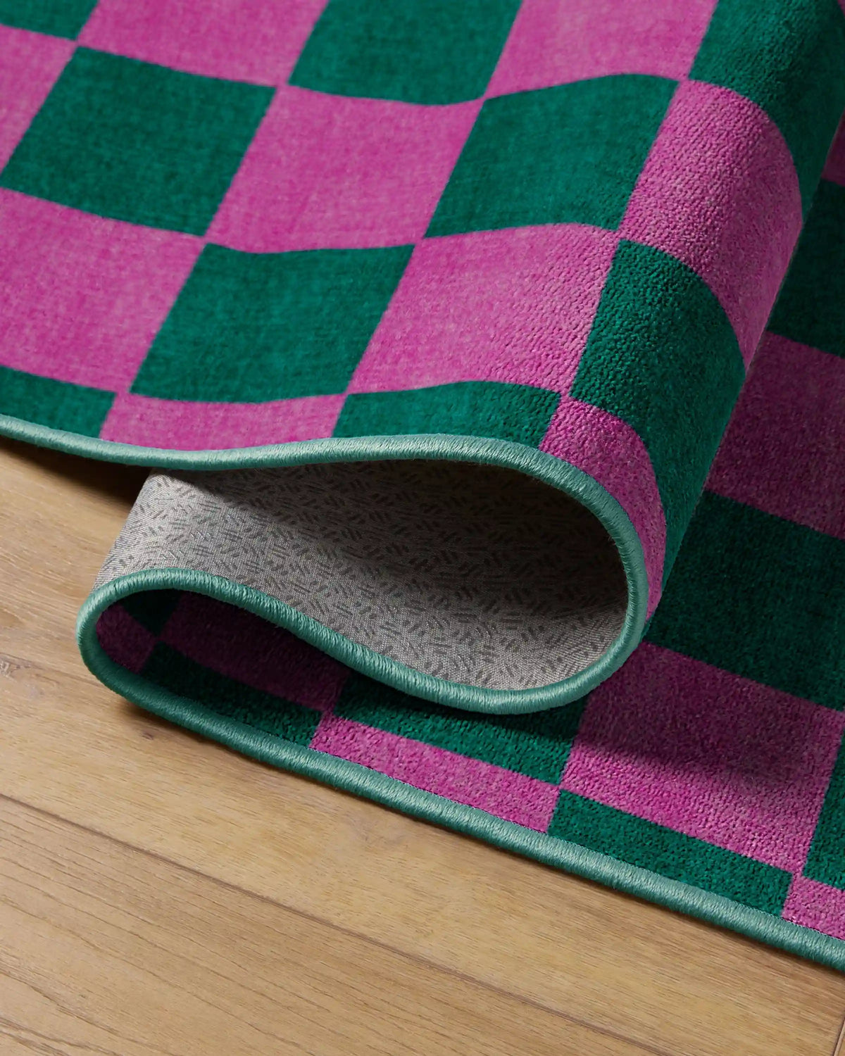 Nonna's Checkerboard Green & Lavender Rug by Dan Pelosi