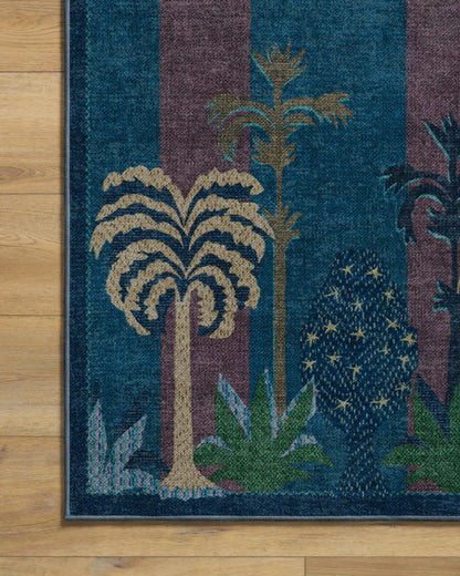 Palmistry Pinstripe Blue Rug by Jungalow