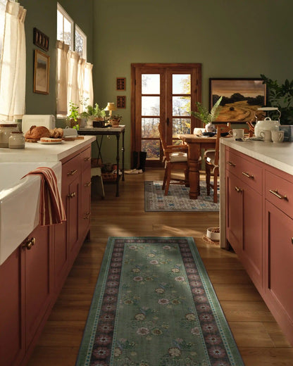 Pennywood Green & Pink Rug