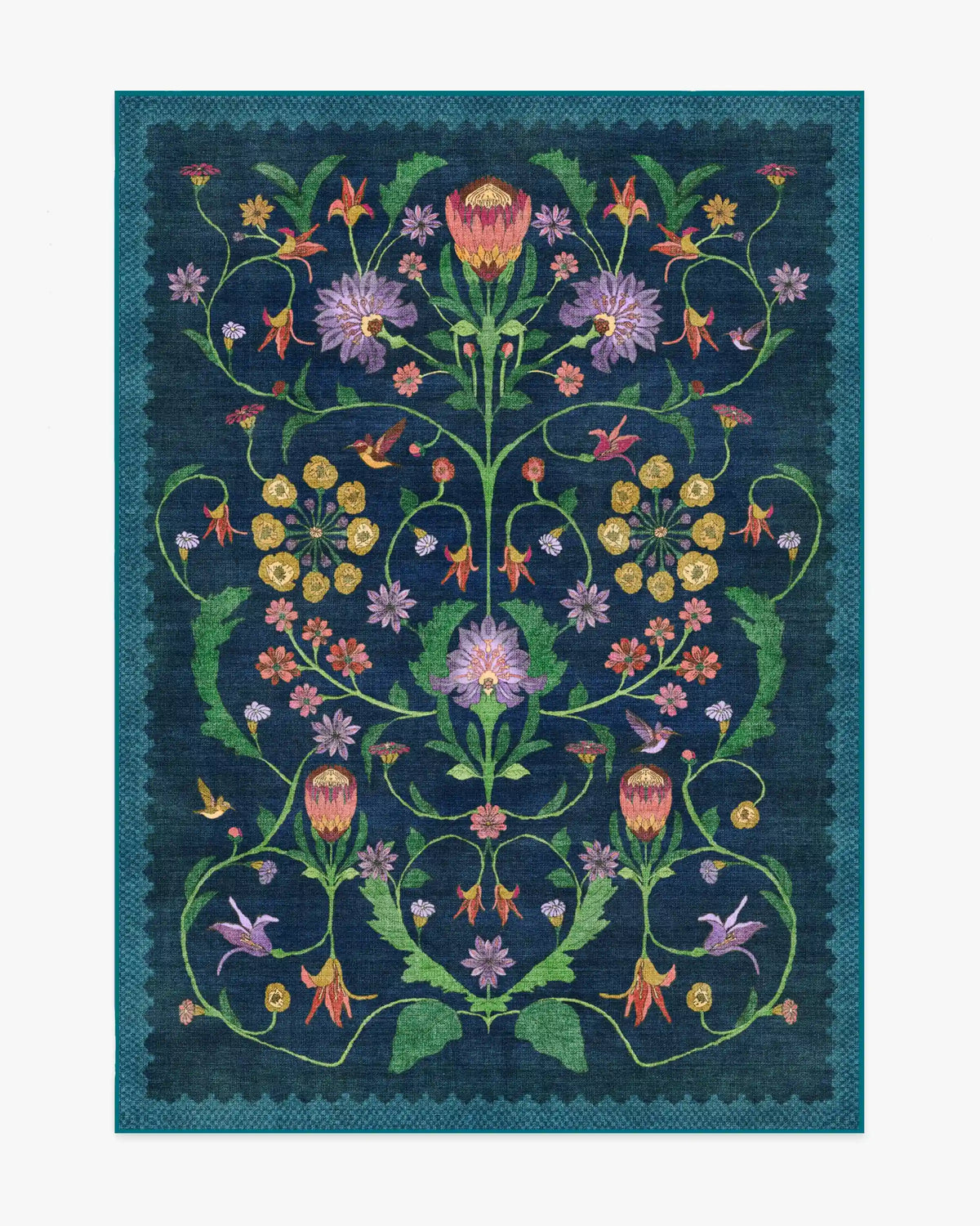 Protea Blue Rug by Iris Apfel