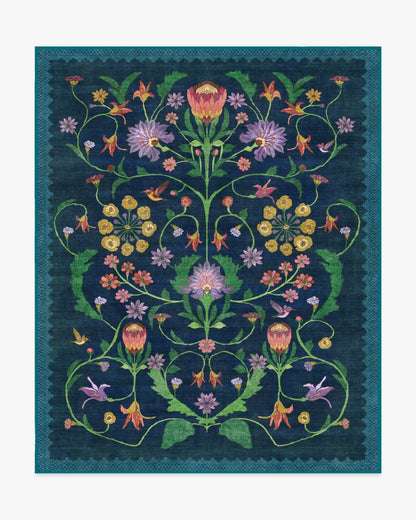 Protea Blue Rug by Iris Apfel