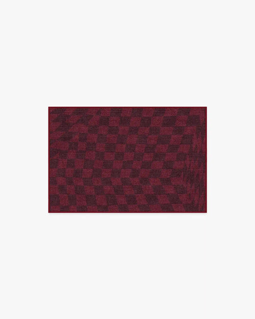 Ricardo Checkerboard Burgundy Rug by Humberto Leon