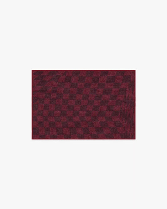 Ricardo Checkerboard Burgundy Rug by Humberto Leon