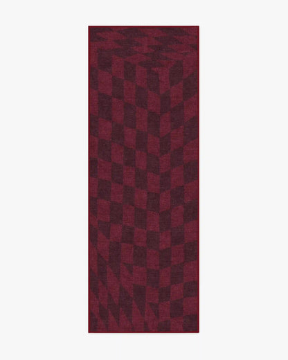 Ricardo Checkerboard Burgundy Rug by Humberto Leon