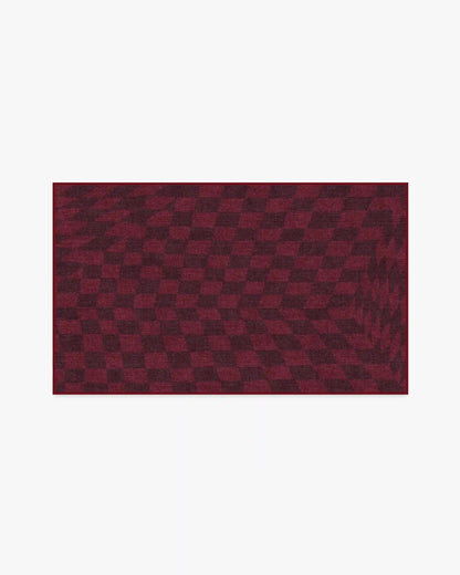 Ricardo Checkerboard Burgundy Rug by Humberto Leon