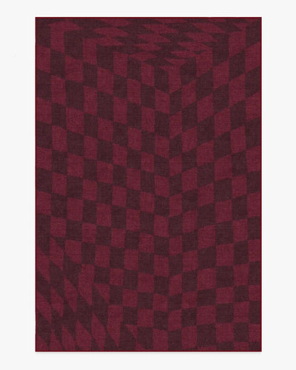 Ricardo Checkerboard Burgundy Rug by Humberto Leon