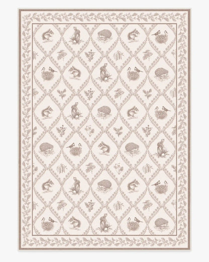 Squirrel & Hedgehog Fawn Rug by Sanderson
