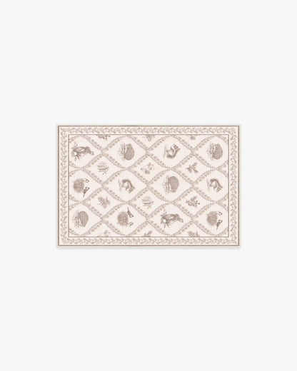 Squirrel & Hedgehog Fawn Rug by Sanderson