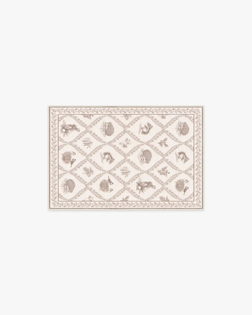 Squirrel & Hedgehog Fawn Rug by Sanderson