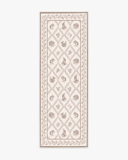 Squirrel & Hedgehog Fawn Rug by Sanderson