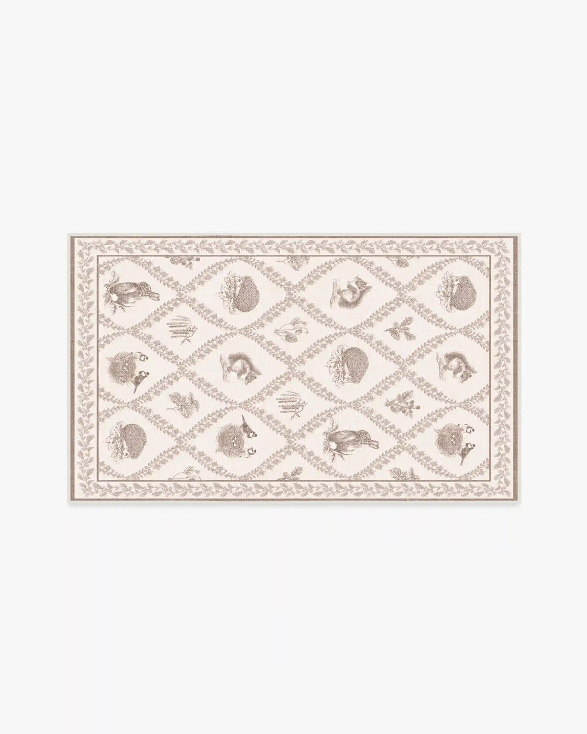 Squirrel & Hedgehog Fawn Rug by Sanderson