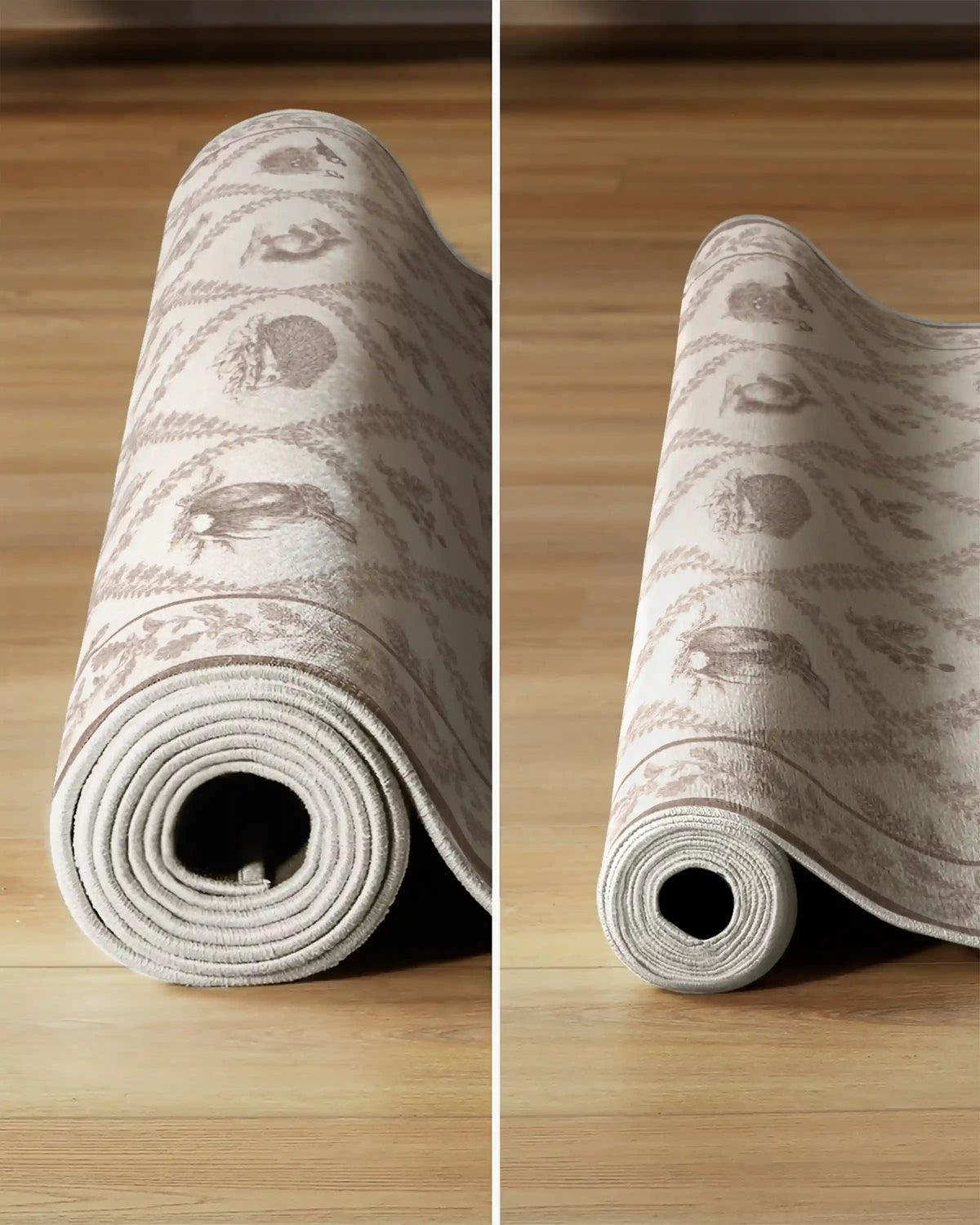 Squirrel & Hedgehog Fawn Rug by Sanderson