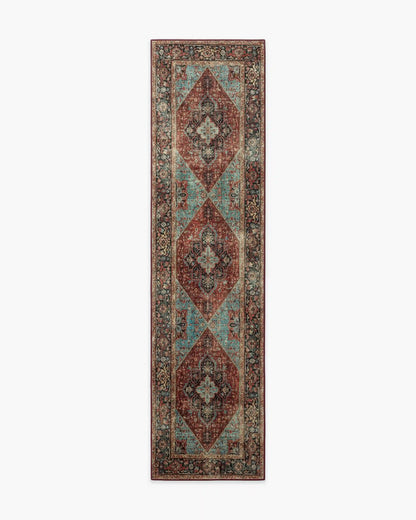 Santiago Crimson & Light Blue Rug