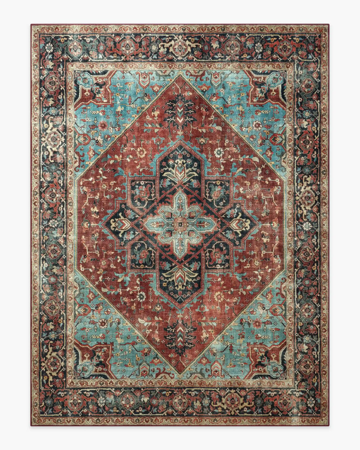 Santiago Crimson & Light Blue Rug