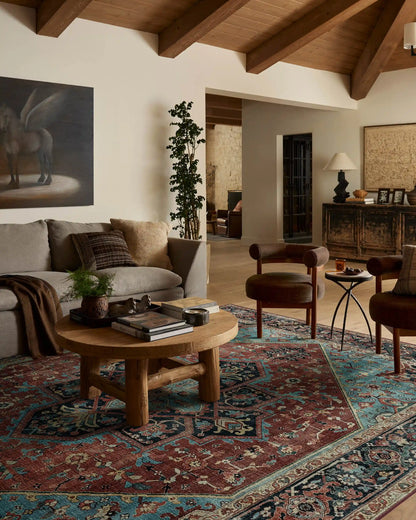 Santiago Crimson & Light Blue Rug