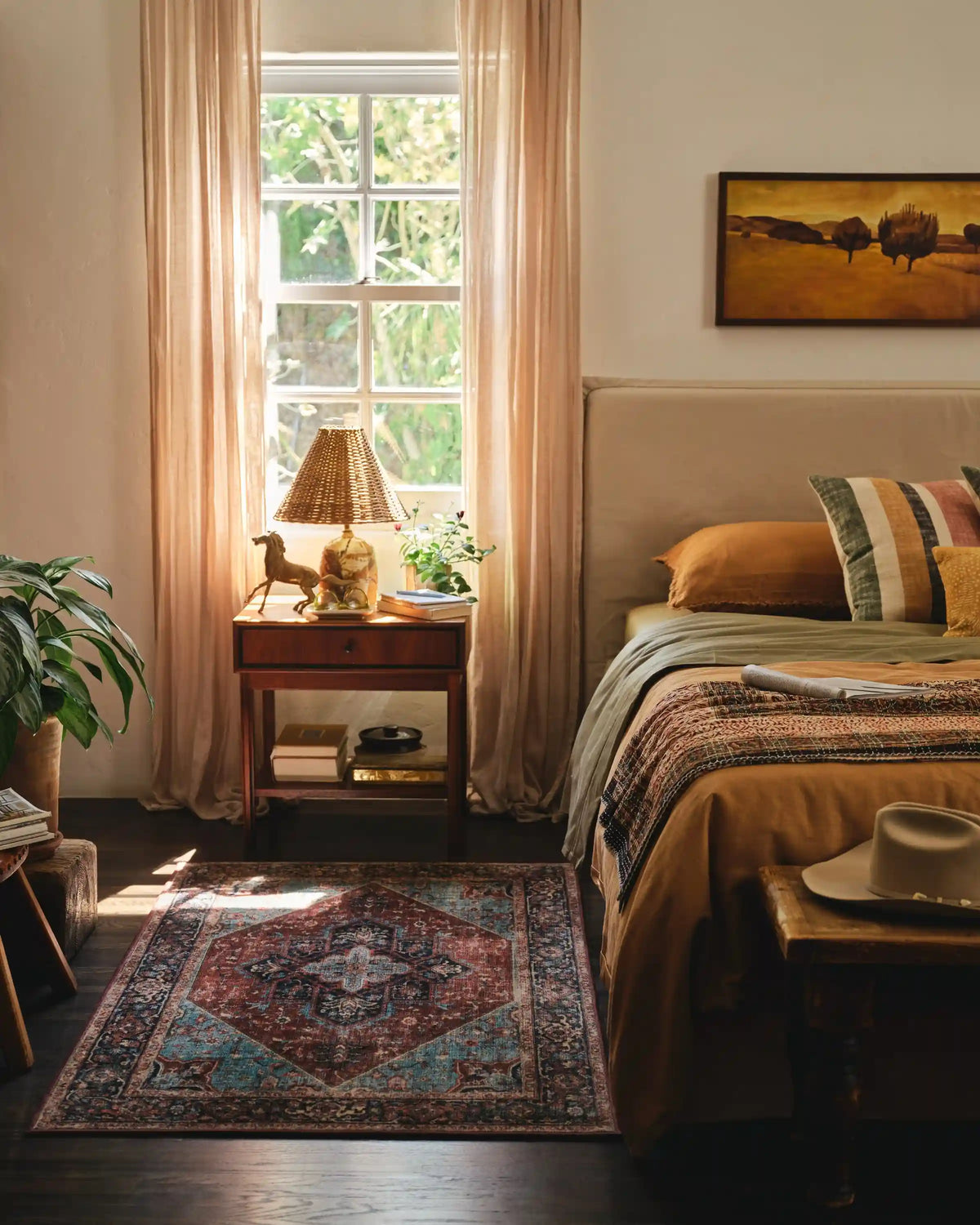 Santiago Crimson & Light Blue Rug