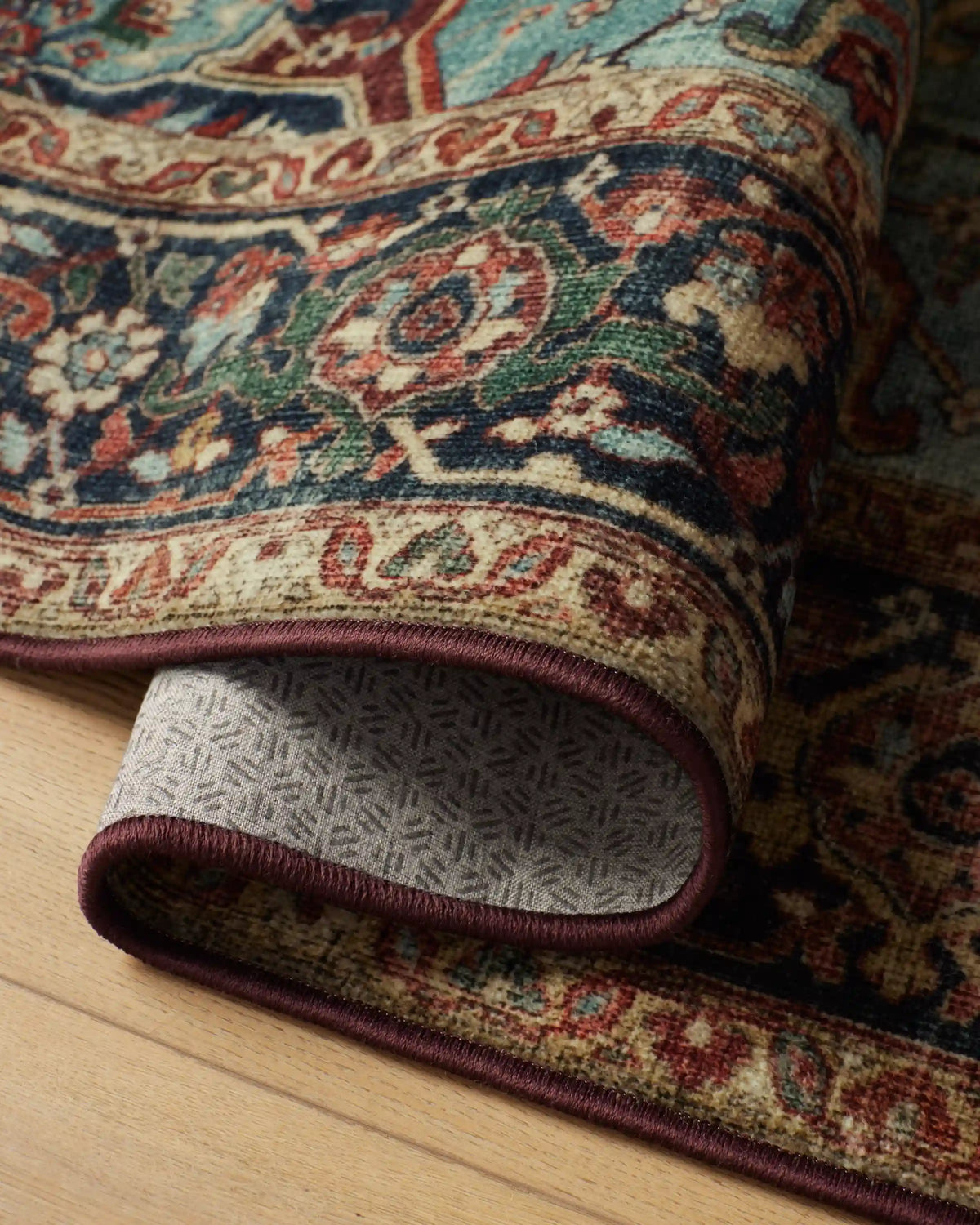 Santiago Crimson & Light Blue Rug
