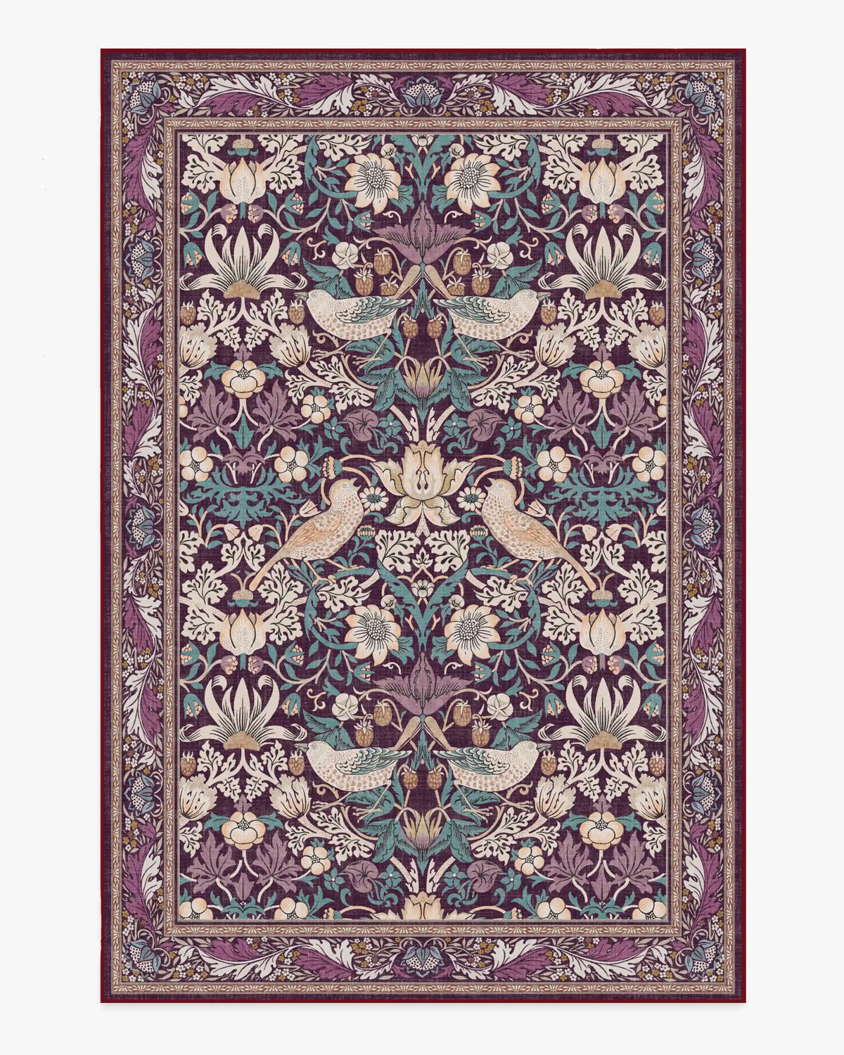 Strawberry Thief Burgundy Rug by Morris & Co.