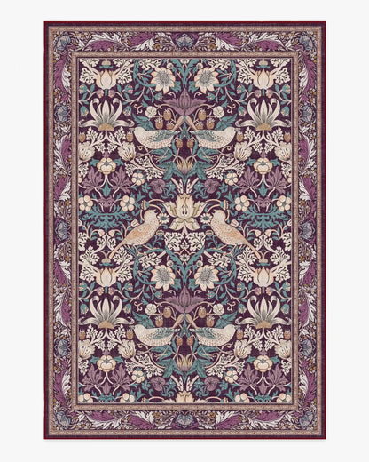 Strawberry Thief Burgundy Rug by Morris & Co.