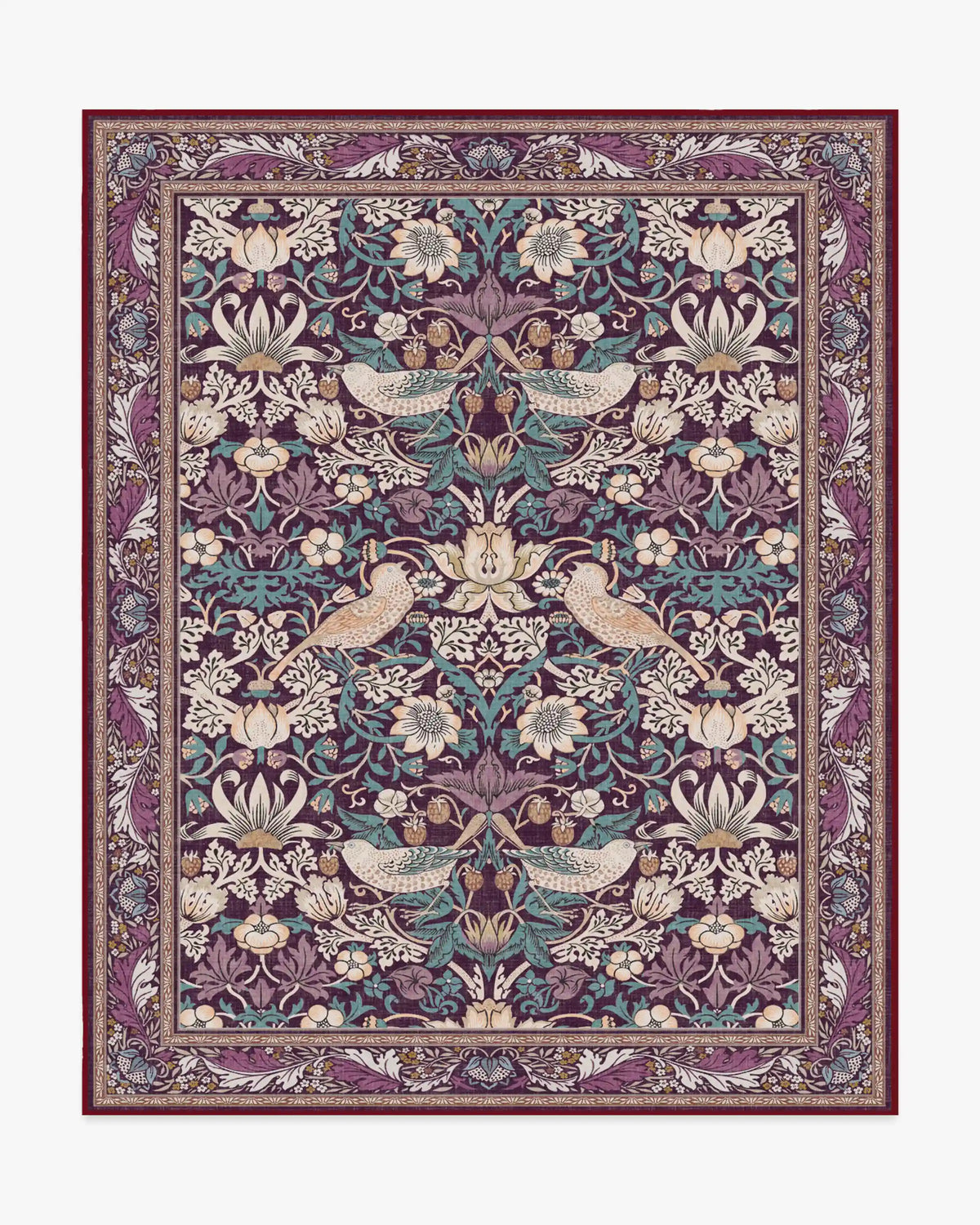 Strawberry Thief Burgundy Rug by Morris & Co.