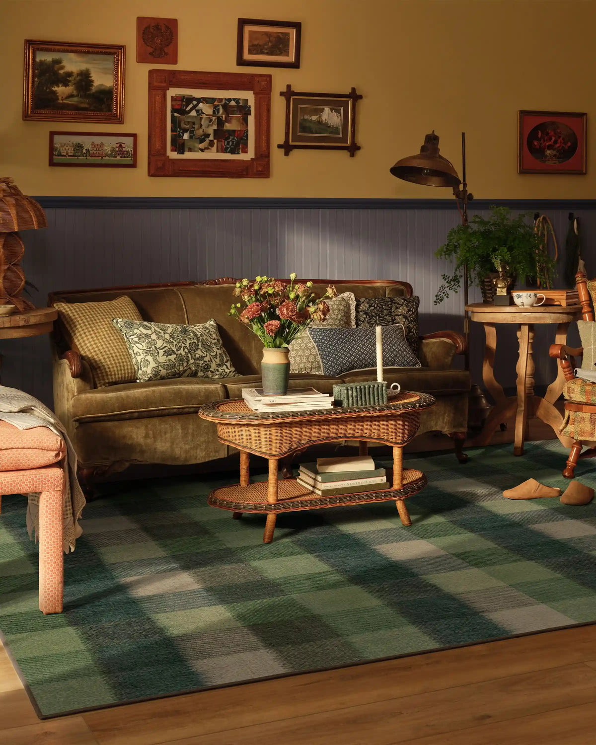 Tallitha Green & Tan Rug