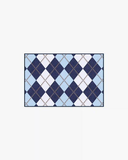Teddy Bear Argyle Navy & Blue Rug by Humberto Leon