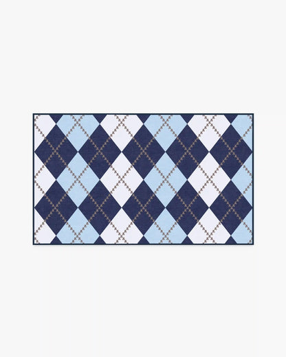 Teddy Bear Argyle Navy & Blue Rug by Humberto Leon