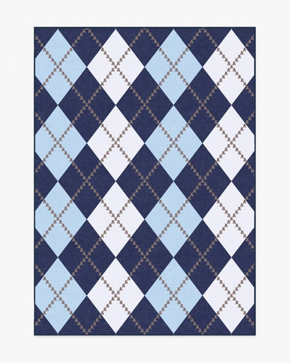 Teddy Bear Argyle Navy & Blue Rug by Humberto Leon