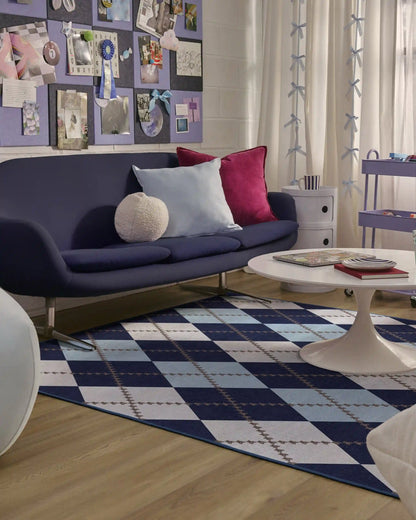 Teddy Bear Argyle Navy & Blue Rug by Humberto Leon