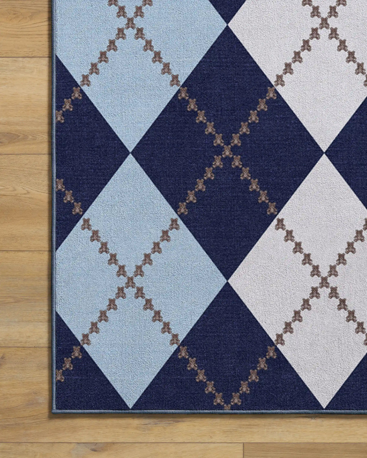 Teddy Bear Argyle Navy & Blue Rug by Humberto Leon
