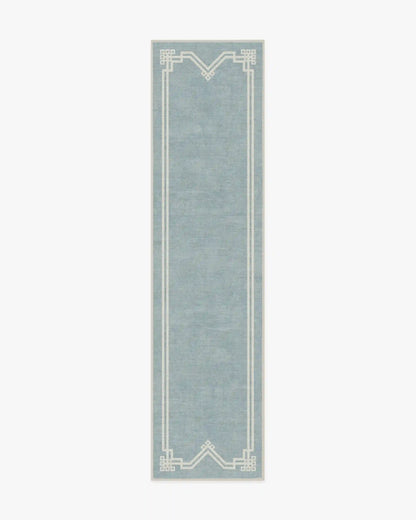 Chrysler Border Chambray Blue Rug by The Hiltons