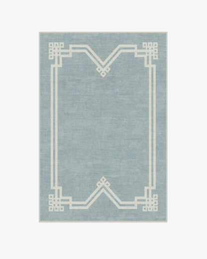 Chrysler Border Chambray Blue Rug by The Hiltons