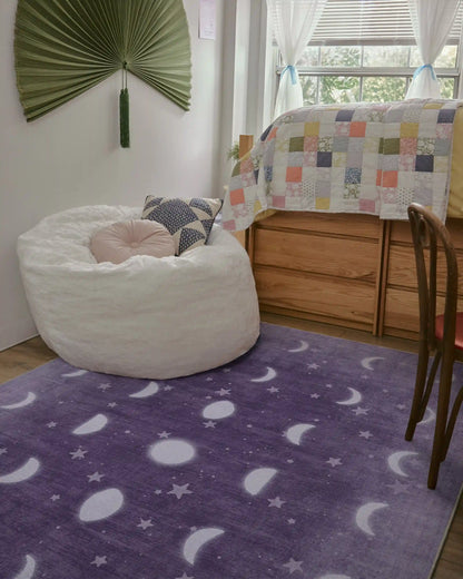 To The Moon And Back Mauve Rug by Humberto Leon
