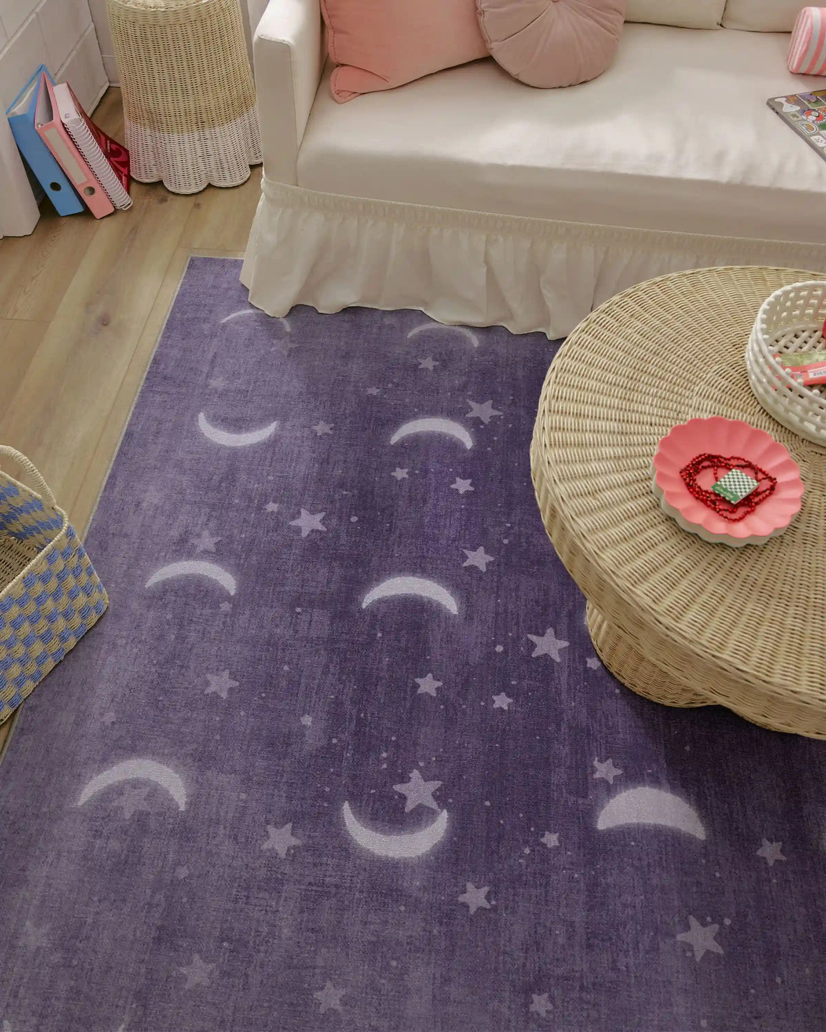 To The Moon And Back Mauve Rug by Humberto Leon