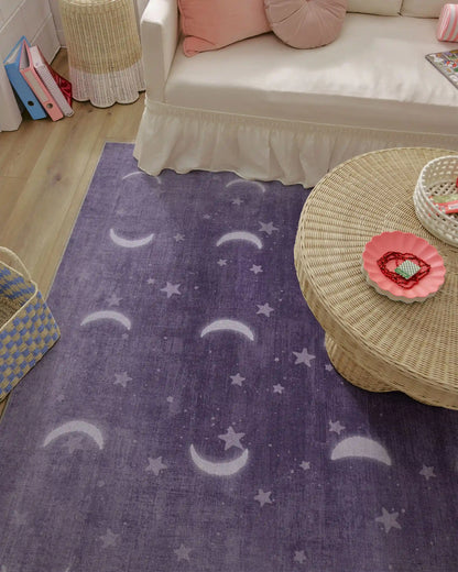 To The Moon And Back Mauve Rug by Humberto Leon